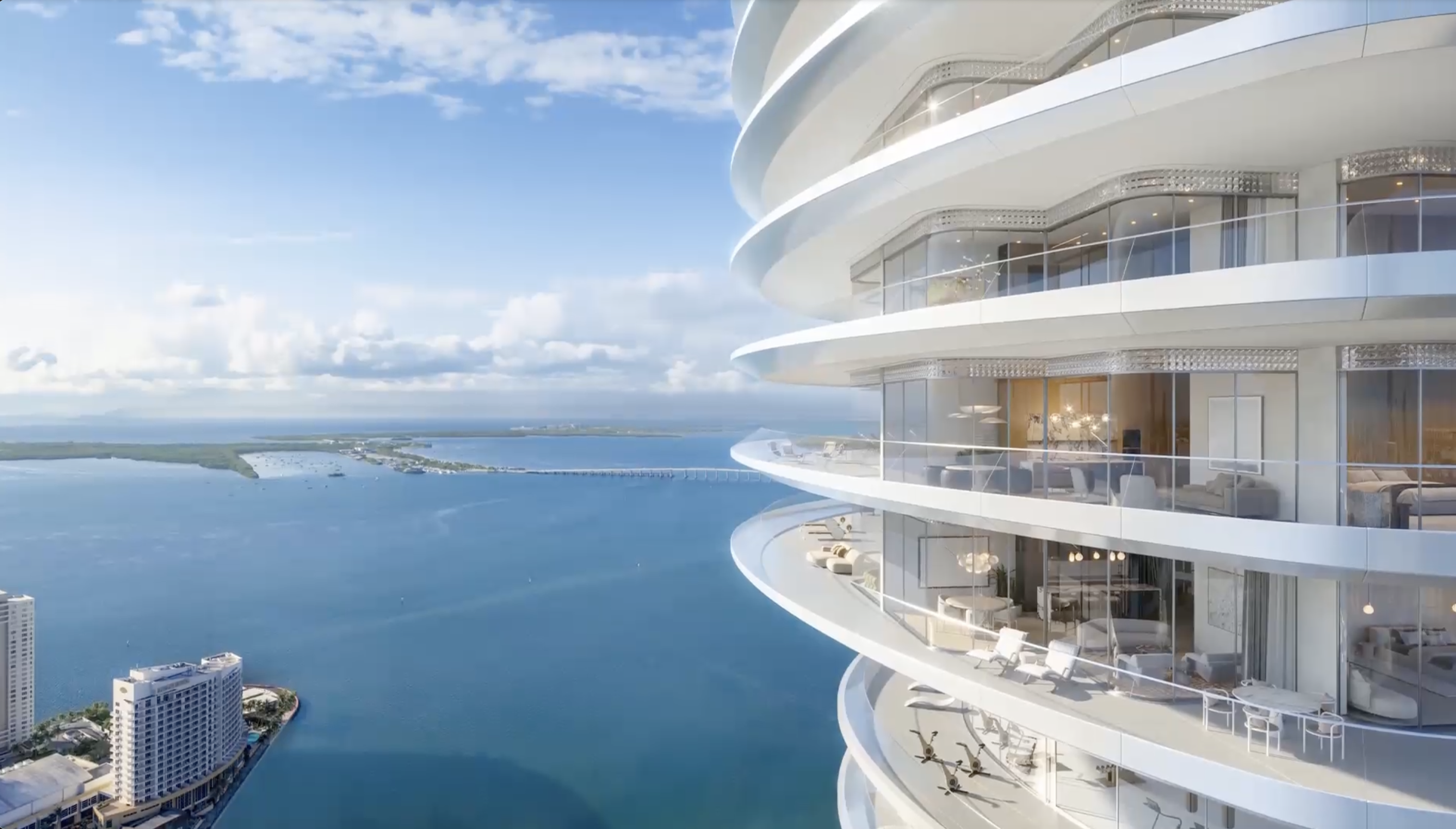 Vista panorâmica da Baía de Biscayne a partir do terraço privado